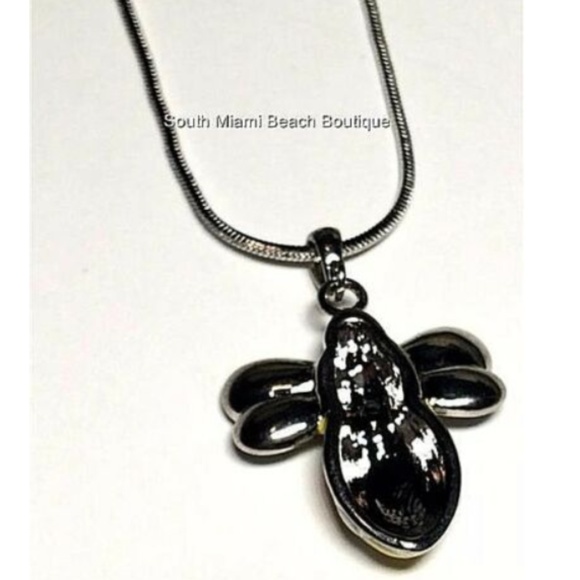 Silver Crystal Bumble Bee Necklace Multicolor 18" - Picture 6 of 8